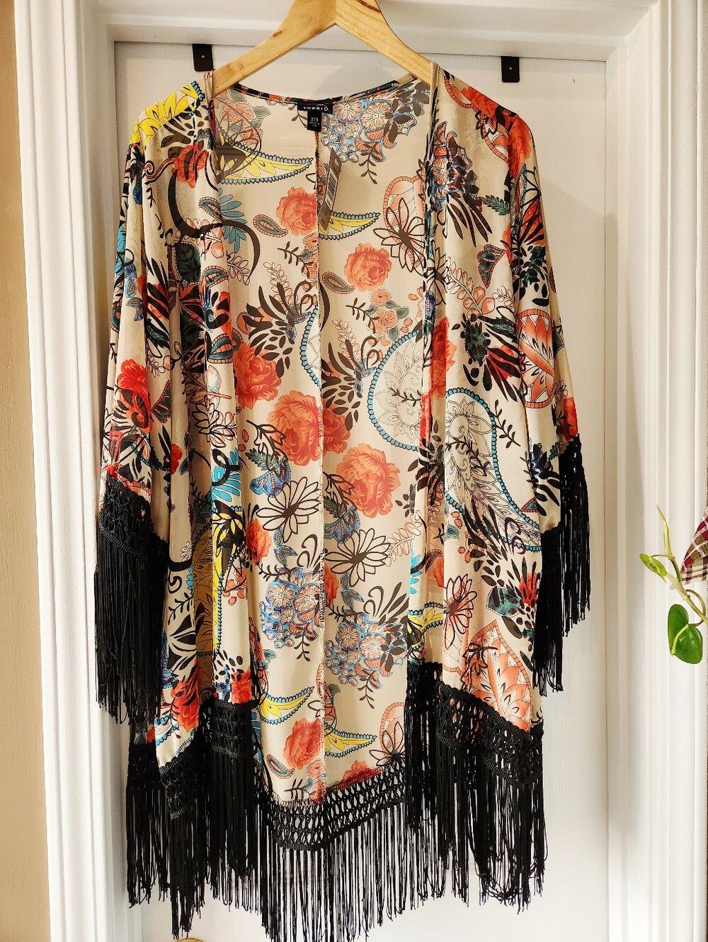 Torrid Floral Sheer Fringe Kimono Size 2/3